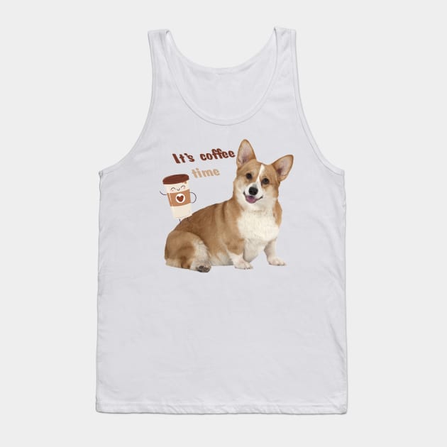 Corgi loves his morning coffee Tank Top by SeriousMustache